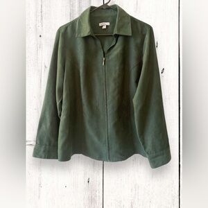 Croft & Barrow Hunter Green Microsuede Jacket Shacket Zipper Womens Size Large